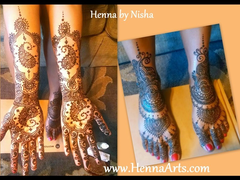 Traditional Indian henna on bride's hand