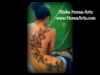 Henna design on various body parts covered and uncovered