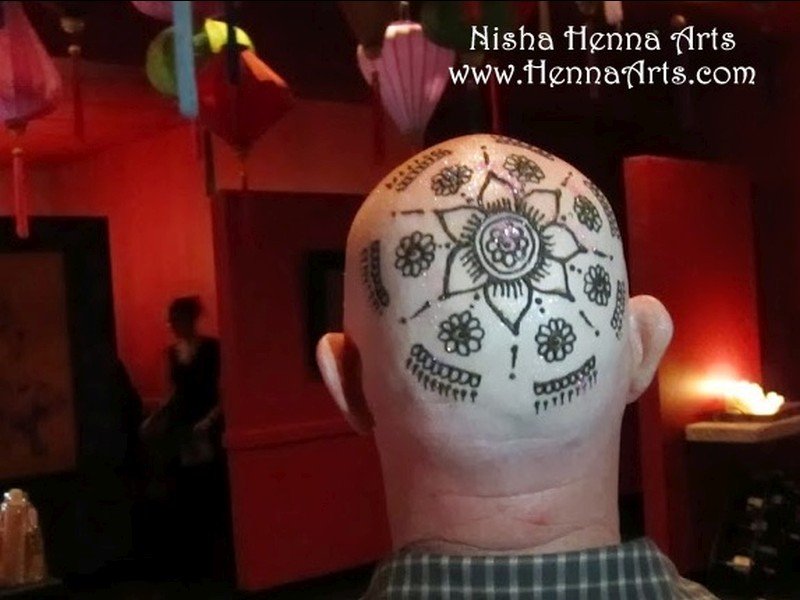 Henna crown on head