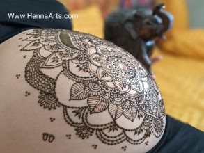 Pregnant belly henna for baby shower by Nisha